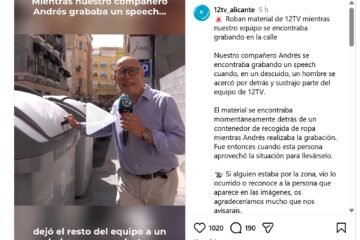 Roban a un equipo de 12TV en pleno directo mientras grababan una noticia en Alicante